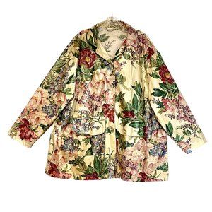 Rain Jacket vintage floral ~ plus size ~ pockets ~ roses